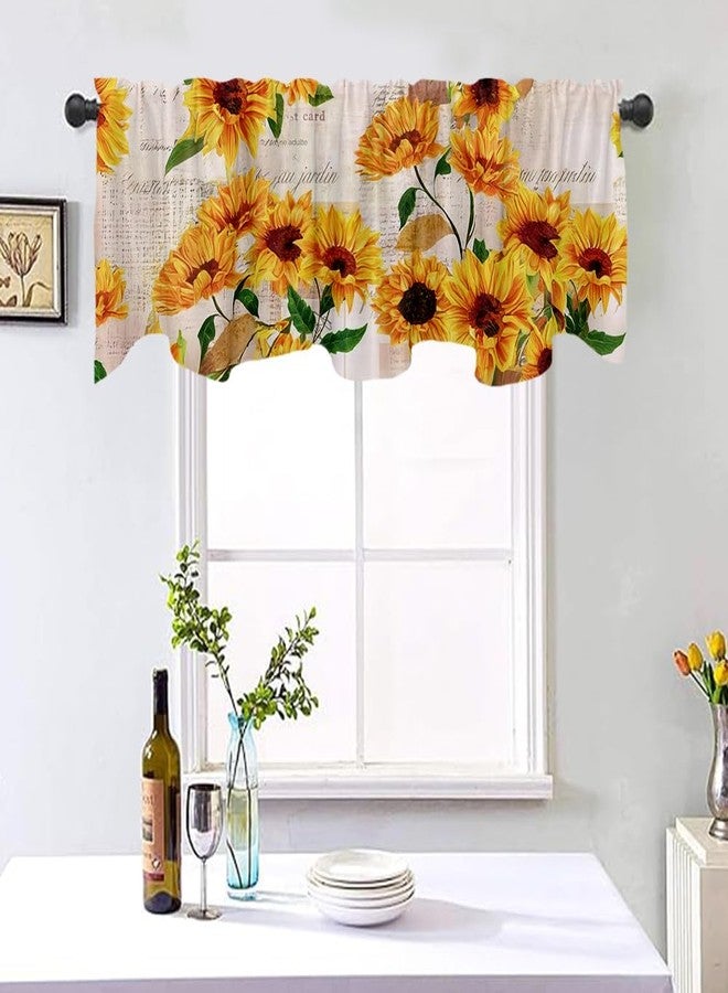 DOTOOMA 54x18 Inches Sunflower Newspaper Window Treatment Valance Retro Rustic Kitchen Blackout Drapes Bathroom Bedroom Living Room Polyester Fabric Curtains Decorations Supplies - Image 5